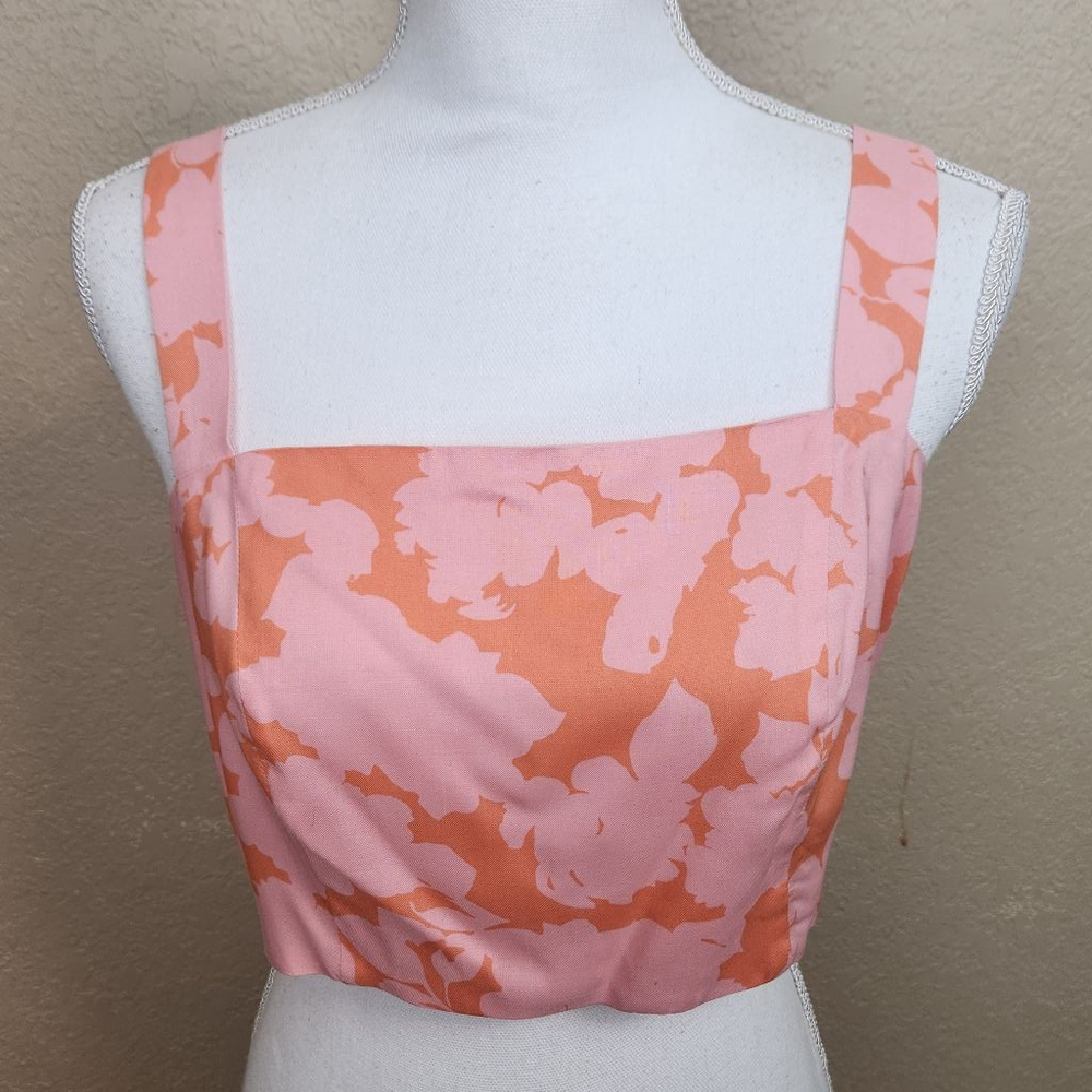 Sanctuary Orange and Pink Floral Cropped Top Medium NWT (7454) - Picture 2 of 7